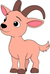 Cute Cartoon Goat Character Standing and Smiling