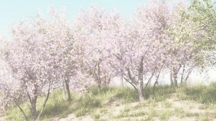 Fototapeta premium Spring blossom in pastel dreamy landscape