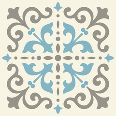 Aqua Blue and Mint Green Vintage Tile Pattern Set – Mediterranean Decorative Vector