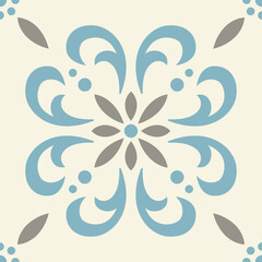 Aqua Blue and Mint Green Vintage Tile Pattern Set – Mediterranean Decorative Vector