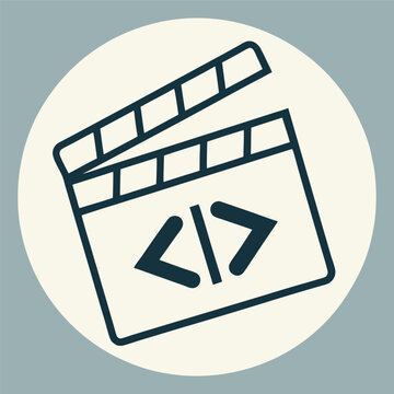 Film editing graphic code symbol on filmstrip