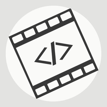 Film strip code icon digital video editing symbol