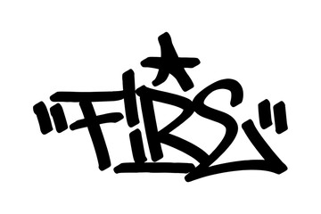 Graffiti tag text "Fire" in bold black urban style with festive street vibes. Hand-drawn lettering with raw spray paint texture. Perfect for posters, merch, events, and edgy festival designs.
