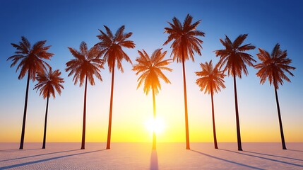 Tropical palm trees at vibrant sunset