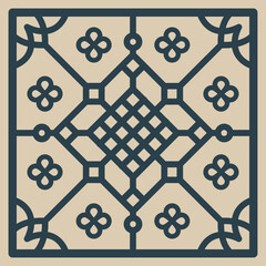 Traditional Korean Style Tile Pattern Set – Vintage Geometric and Floral Vector Design