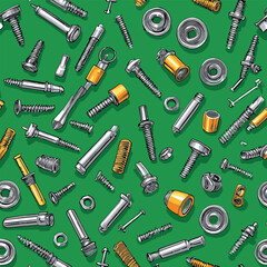 comic style vector bolts and nuts for graphic design purposes