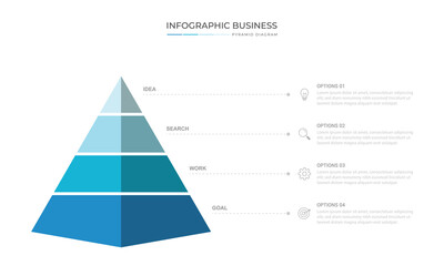 Business pyramid diagram infographic design 4 steps on white background