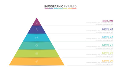 Business pyramid diagram infographic vector design 6 steps on white background