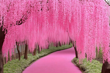 Pink Flower Tunnel Illustration
