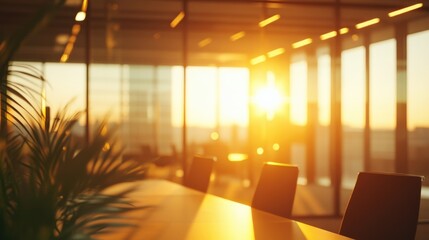 Modern Meeting Room at Sunset for Business Meetings, Presentation and Teamwork