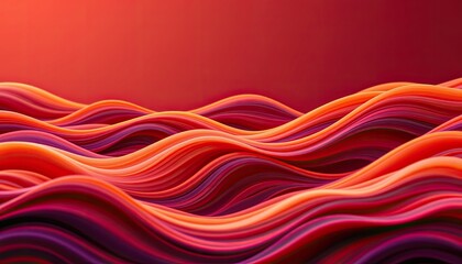 Obraz premium energetic red and orange wave layers flowing horizontally, gradient rich abstract pattern, 4k clarity.