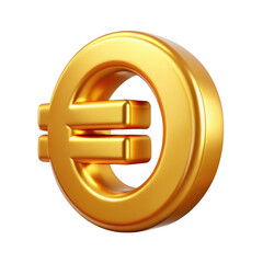 Obraz premium Gold 3d render of the euro symbol isolated on transparent background