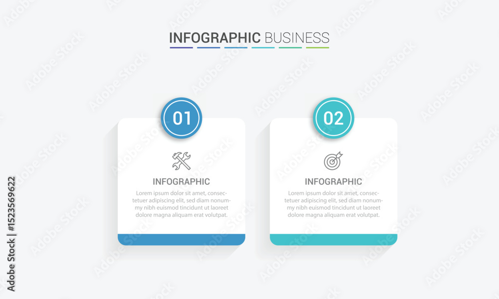 Poster business vector infographic design template with icons and 2 options or steps. can be used for proce