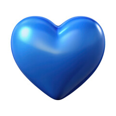 Shiny blue heart 3d render isolated on transparent background