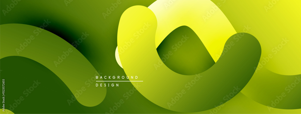 Aufkleber Abstract green background. Overlapping shapes create flowing, dynamic visual effect. Soft gradients provide depth, modern aesthetic.