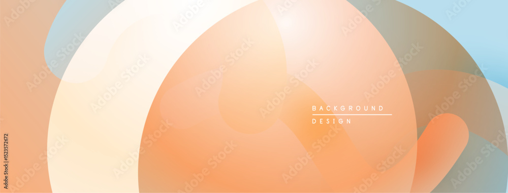 Poster abstract fluid shapes overlap. warm orange blends into cool blue hues. minimalist design evokes mode