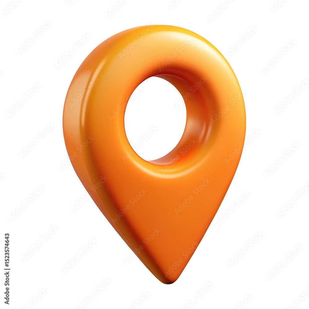 Poster orange 3d map pointer icon isolated on transparent background