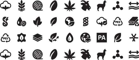 textile, fabric, sustainable, eco-friendly, recycling, cotton, wool, leaf, cannabis, goat, alpaca, fiber, material, organic, natural, design, illustration, 