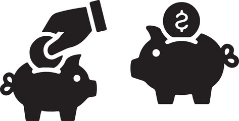 piggy bank, saving, savings, coin, hand, dollar sign, money, finance, investment, banking, financial, wealth, economy, business, income, profit, cash, deposit, financial planning, budget, simple, icon
