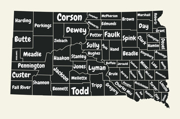 South Dakota Poster Geographic Themes Map