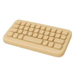 Beige pastel computer keyboard isolated transparent background minimalist design 3d render