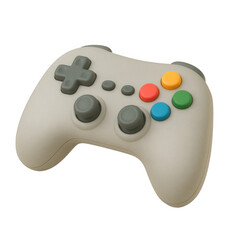 Classic Beige Game Controller with Colorful Buttons for Retro Gaming and Digital Entertainment