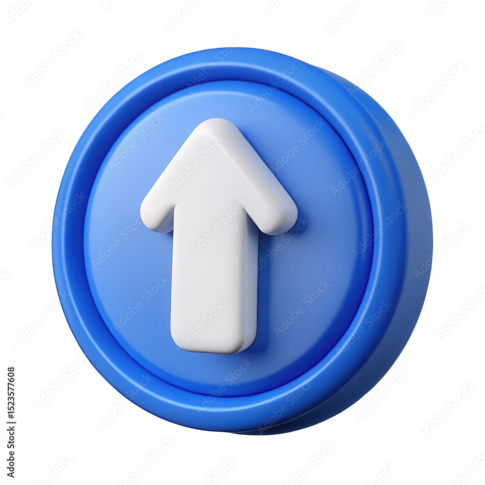 Poster 3d up arrow button icon isolated on transparent background