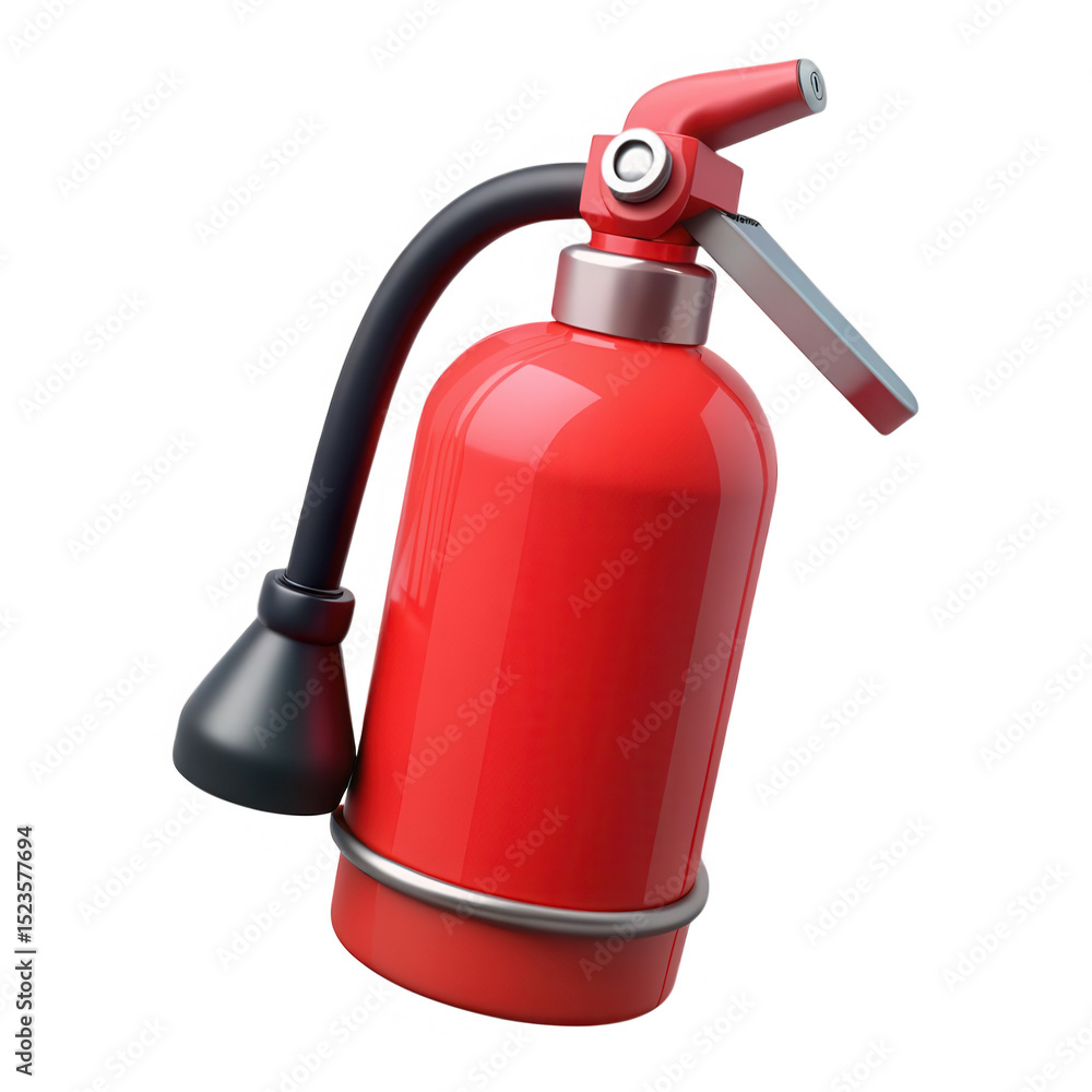 Poster red fire extinguisher 3d render isolated on transparent background