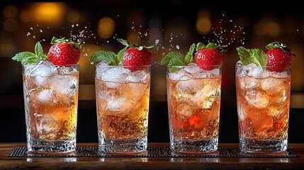 Strawberry Cocktails with Bar Setting.