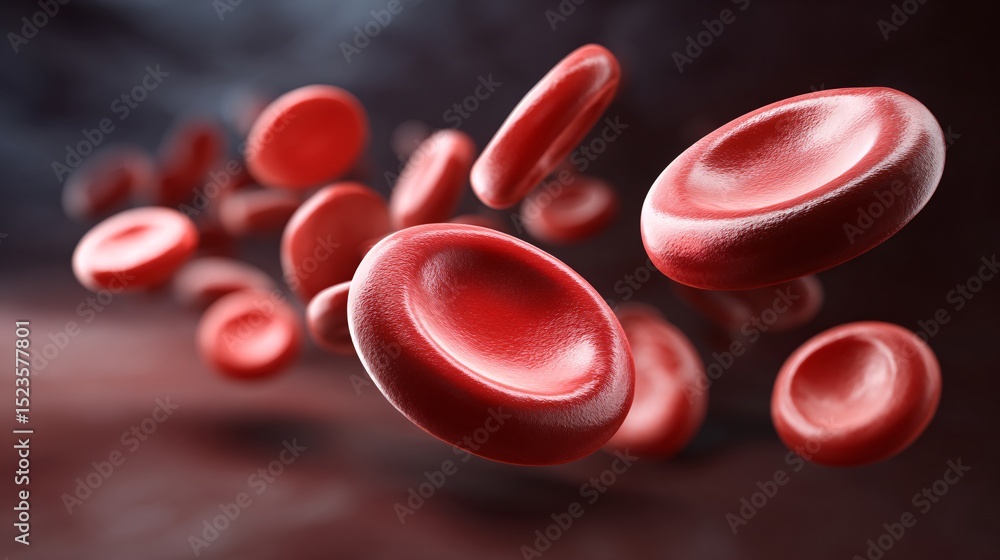 Poster a macro photograph zooms in on red blood cells flowing smoothly within a vein, highlighting the effi