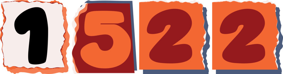 1522 Retro torn paper number Design art