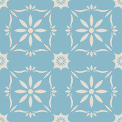 Blue and Aqua Floral Tile Pattern Set – Mediterranean Style Vector Design