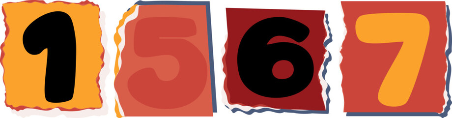 1567 Retro torn paper number Design art