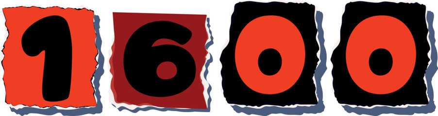 1600 Retro torn paper number Design art