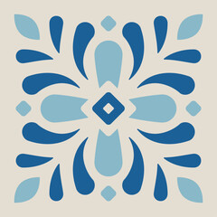 Blue and Aqua Floral Tile Pattern Set – Mediterranean Style Vector Design