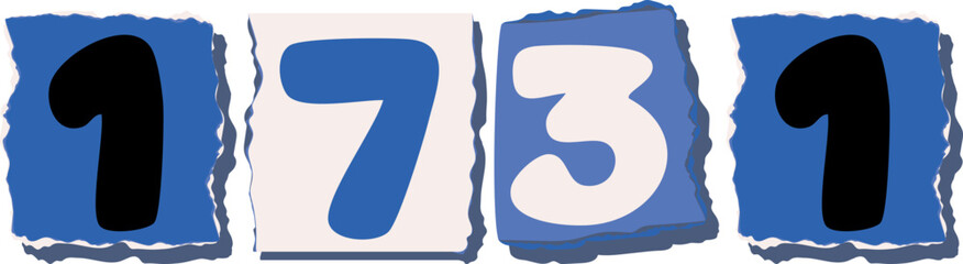 1731 Retro torn paper number Design art
