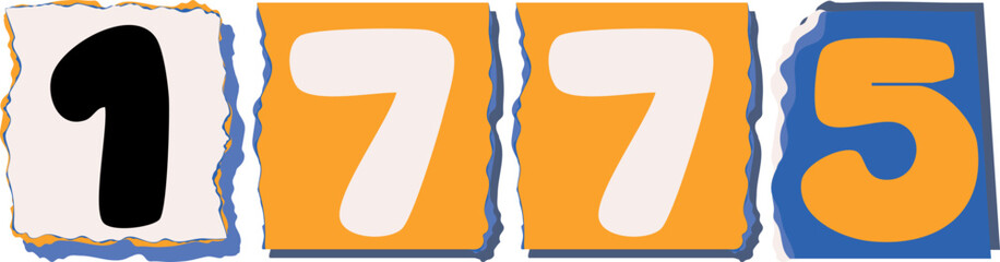 1775 Retro torn paper number Design art