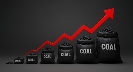 The rising arrangement of coal sacks signifies robust market performance and a steady increase in commodity prices for this essential fuel source