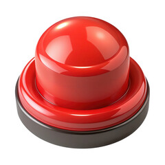 Red button isolated on transparent background