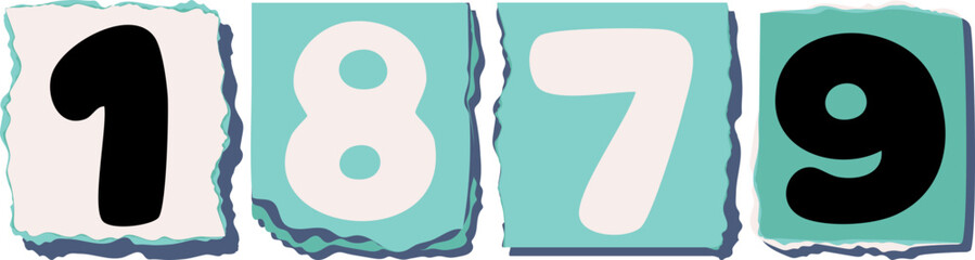 1879 Retro torn paper number Design art