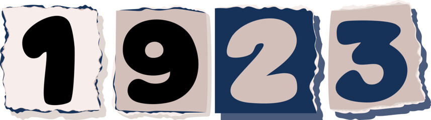 1923 Retro torn paper number Design art