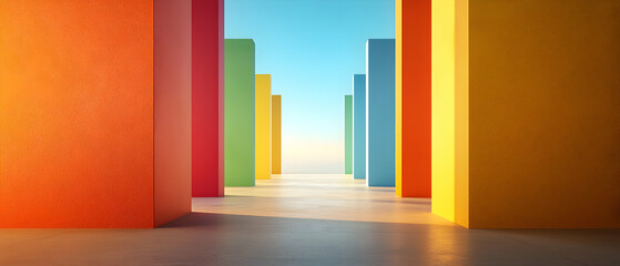 Obraz premium Colorful Geometric Pathway With Bright Walls