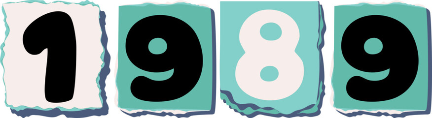 1989 Retro torn paper number Design art