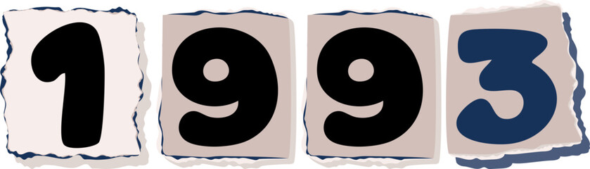 1993 Retro torn paper number Design art