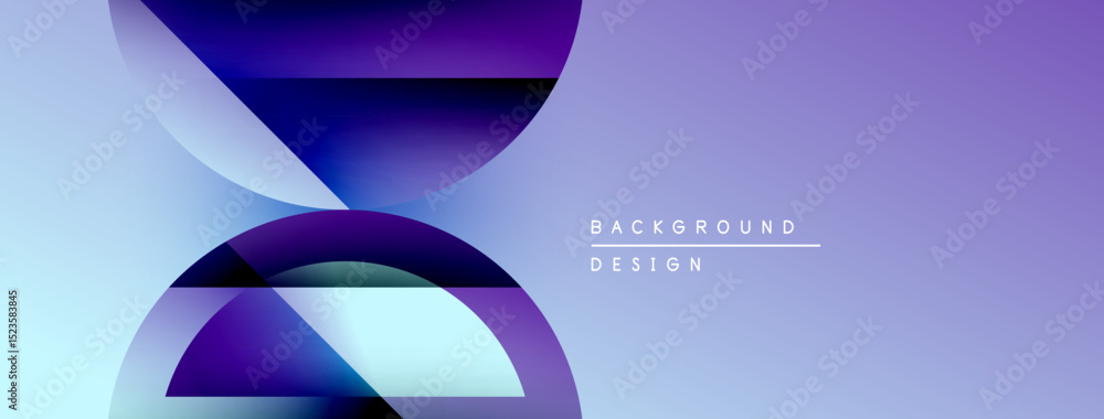 Poster Abstract purple design. Overlapping shapes create dynamic visual effect. Gradient colors offer modern aesthetic. Minimalist composition.