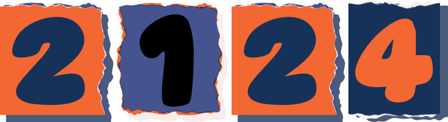2124 Retro torn paper number Design art
