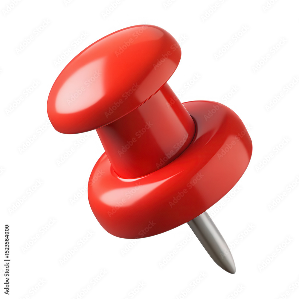 Poster red push pin isolated on transparent background
