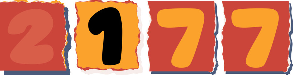 2177 Retro torn paper number Design art