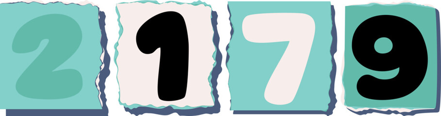 2179 Retro torn paper number Design art