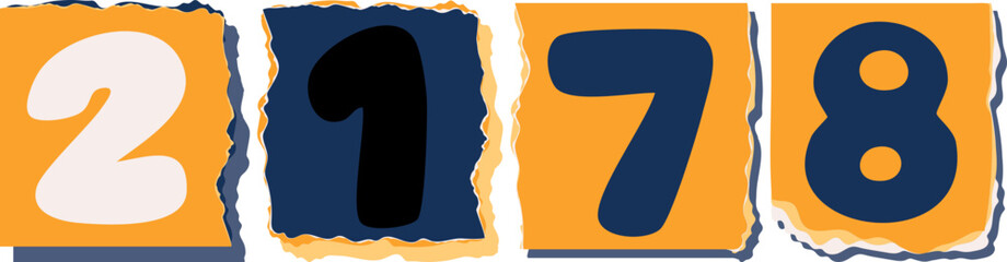 2178 Retro torn paper number Design art